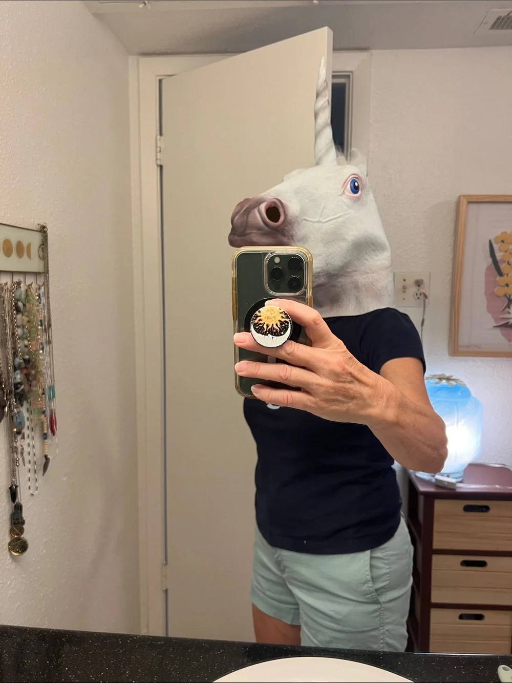 Adult Unicorn Costume Mask - Cream Unicorn Head